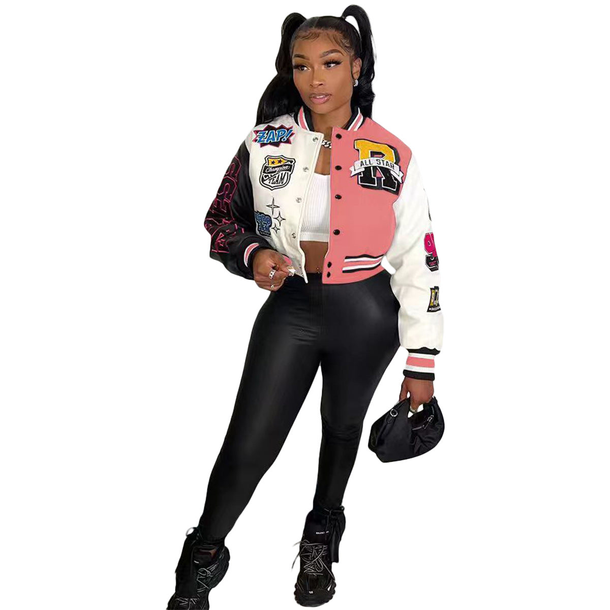 Ribbed baseball jacket side view regular fit silhouette