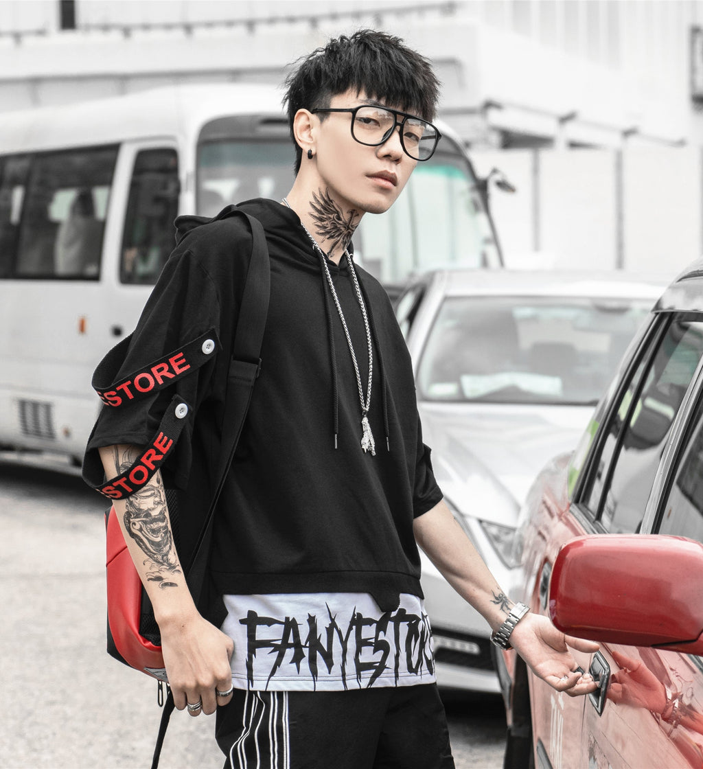 Black Solo Movement Short Sleeves Hoodie