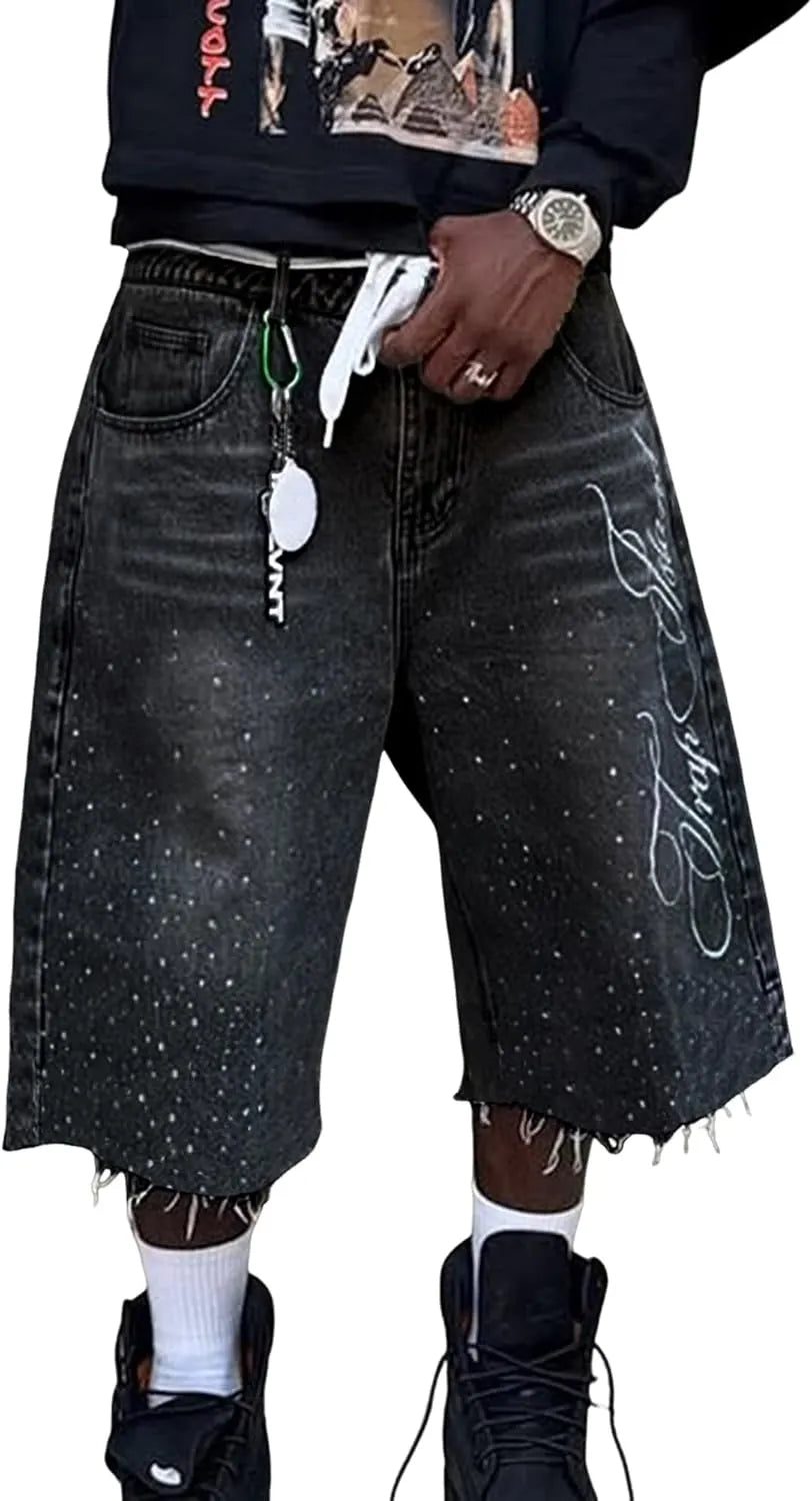 y2k fashion Denim Rhinestone shorts/Jorts