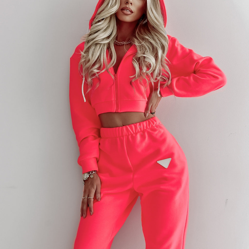 Women's Hooded short top-pocket pants Jumpsuit