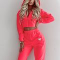 Women's Hooded short top-pocket pants Jumpsuit