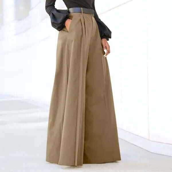 Wide leg pants for women high waisted casual urban – Khaki