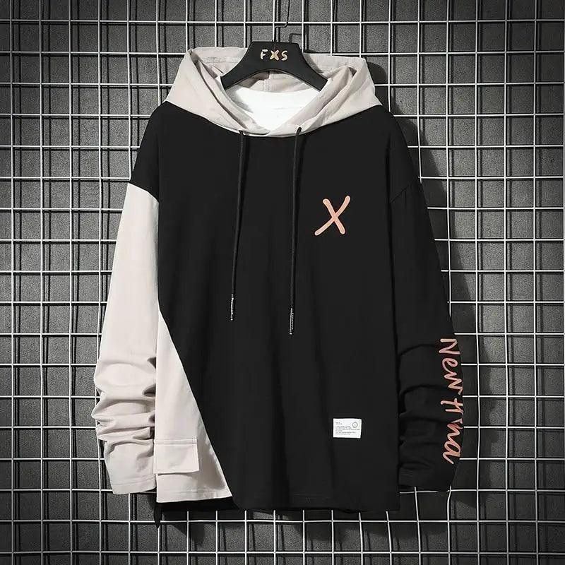 Men's Striped Fleece Drawstring Hoodie