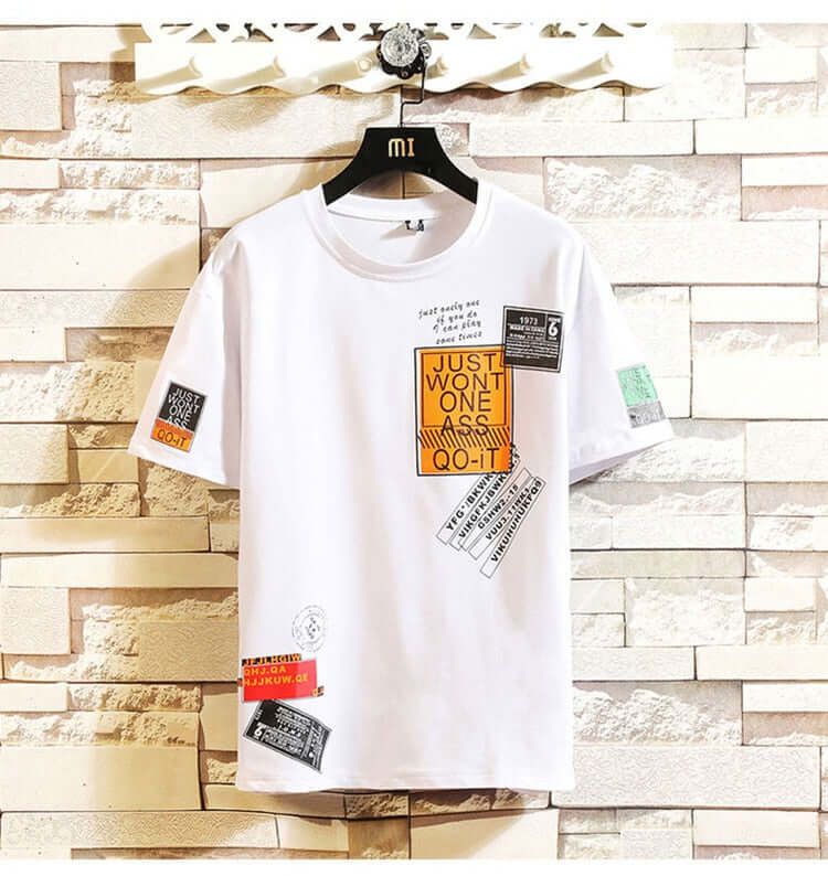 Men's hip hop t-shirt oversized cotton streetwear – Black