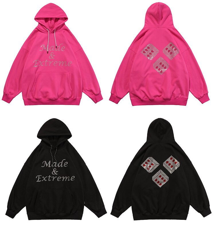 Hoodie Men Diamond Harajuku Letter Graphic Print Plus Velvet Pullover Men Punk Hipster Fashion Casual Couple Streetwear-3