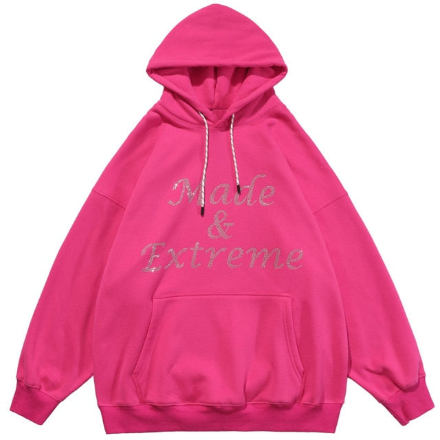 Hoodie Men Diamond Harajuku Letter Graphic Print Plus Velvet Pullover Men Punk Hipster Fashion Casual Couple Streetwear-2