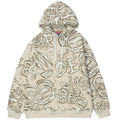 Hoodie Men Harajuku Graffiti Letter Fleece Pullovers Hipster College Style Japanese Retro Casual Tops Couple Streetwear-2