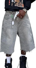 y2k fashion Denim Rhinestone shorts/Jorts